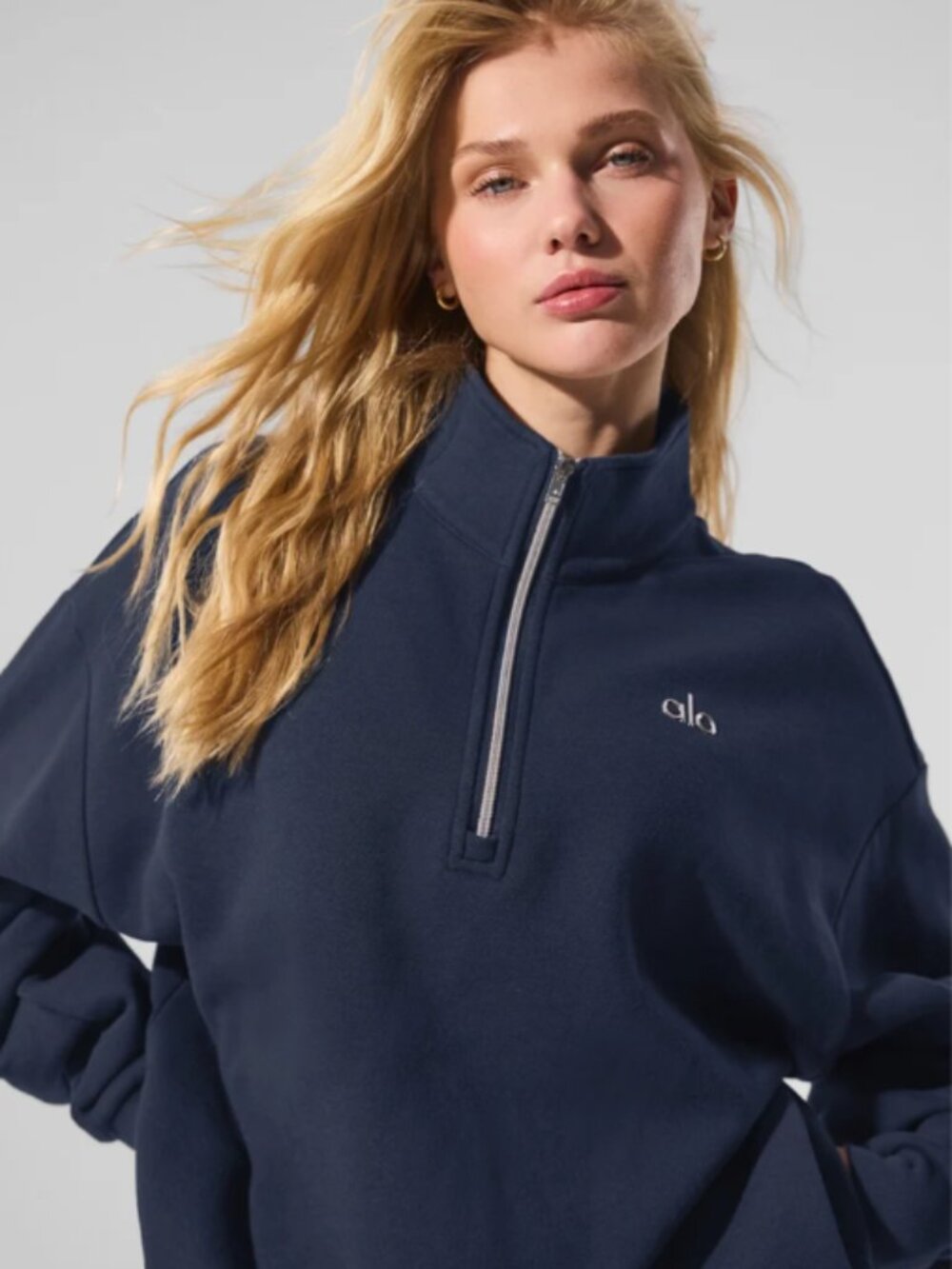ALO Yoga Accolade Navy 1/4 Zip Pullover Sweatshirt | NWT - Picture 7 of 7